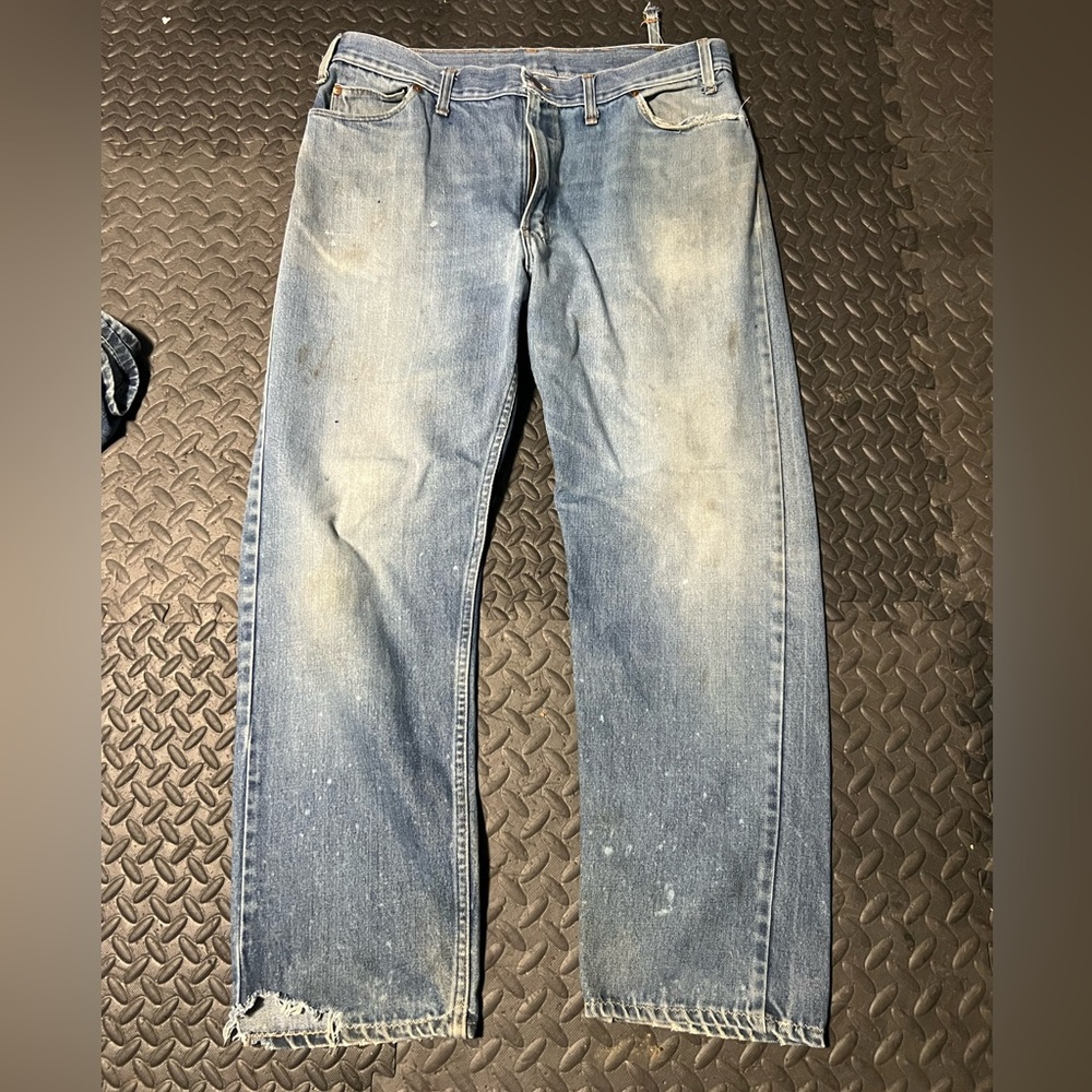 JCPenney Straight Blue Jeans with Subtle Distressing